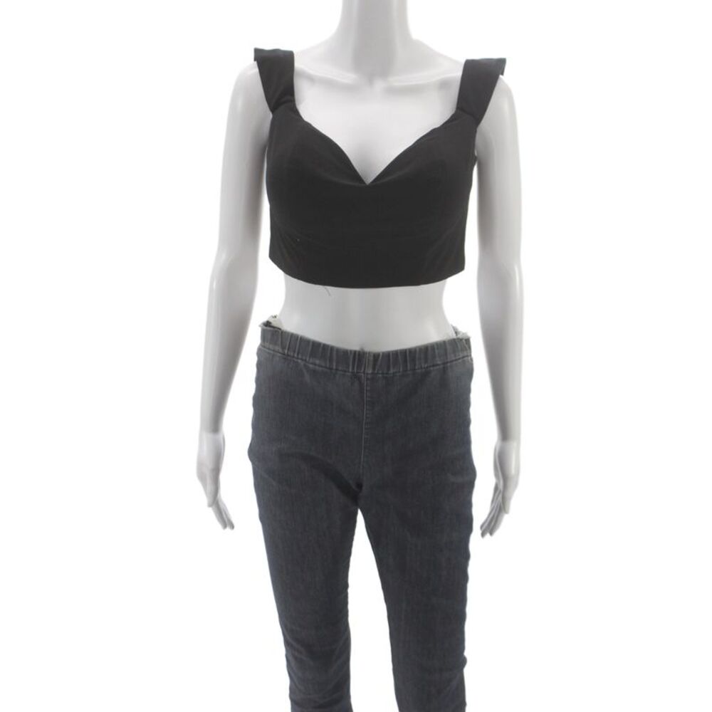 Zoey Grey Womens Cropped Tank Black Sweetheart Neckline Sleeveless Size 10